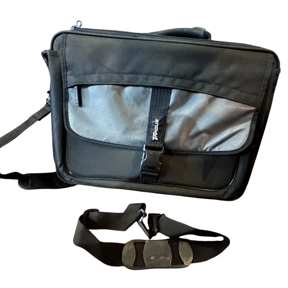Targus Laptop Briefcase Messenger Bag Black Gray‎ Mens Womens Excellent Padded